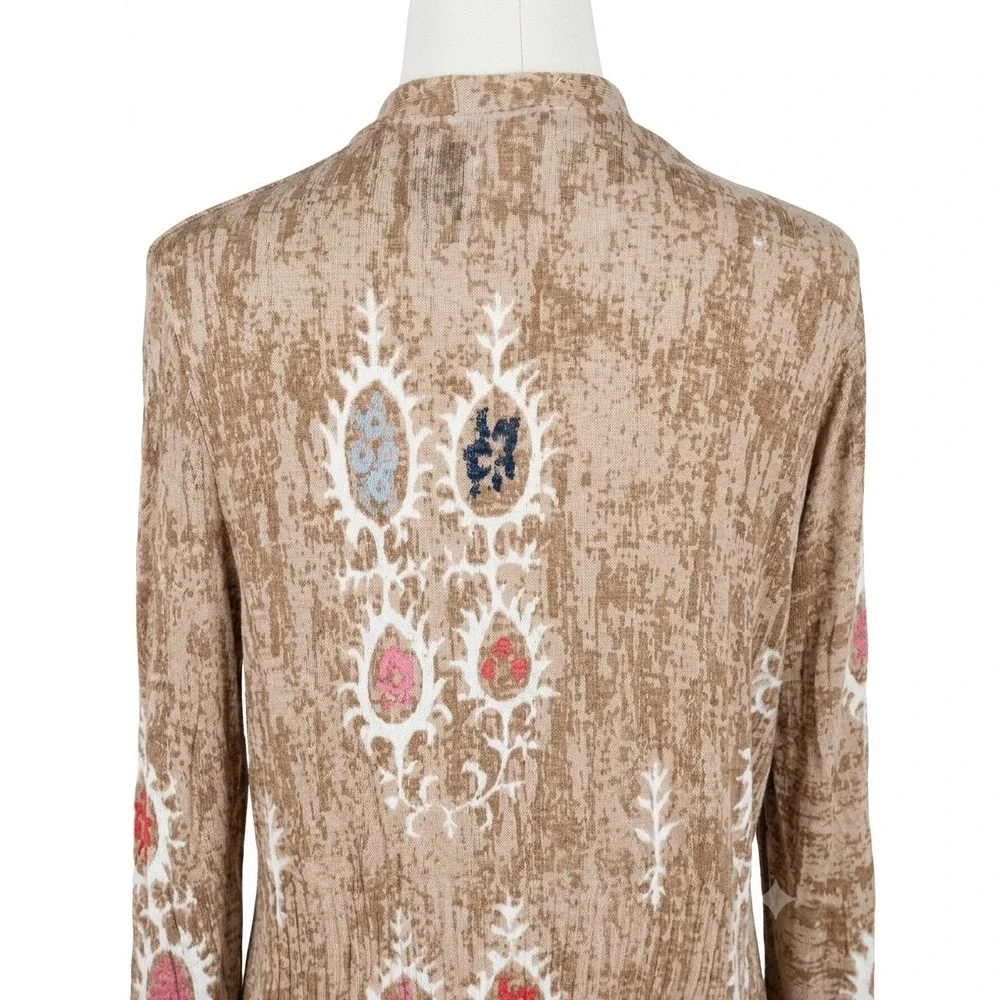 Nic & Zoe Tan Aztec Open Front Cardigan Size Large